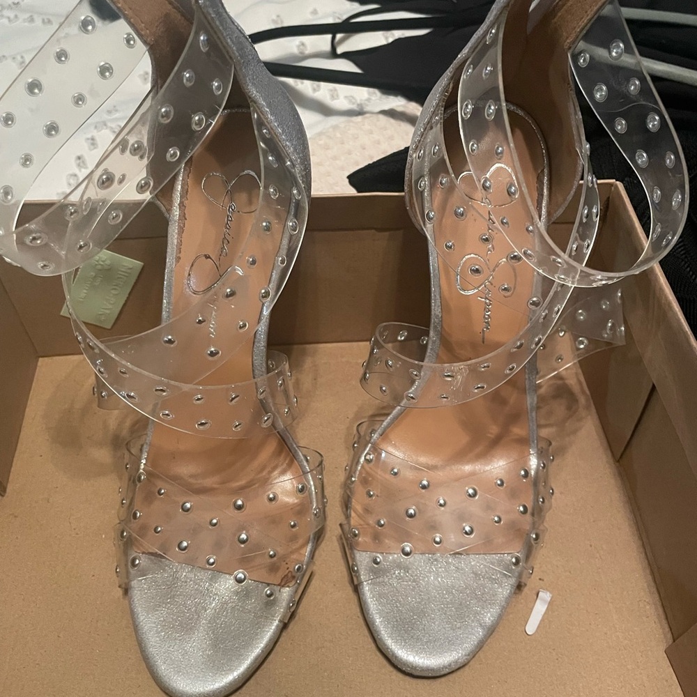 Jessica Simpson Silver Rhinestone Heels